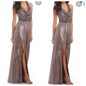 H by Halston Evening Gown Metallic Sz XS